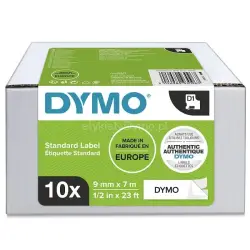 Taśma DYMO D1 - 9 mm x 7 m biała / czarny nadruk 2093096 - S0720680 / 40913 (10 szt)